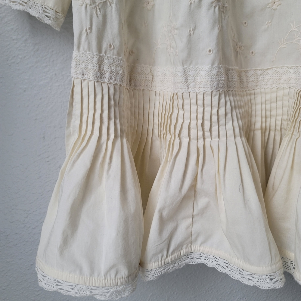 Unsubscribed 3008 Victorian Embroidered Boho Mini Dress Size XSmall In Ivory NWT - Picture 7 of 12